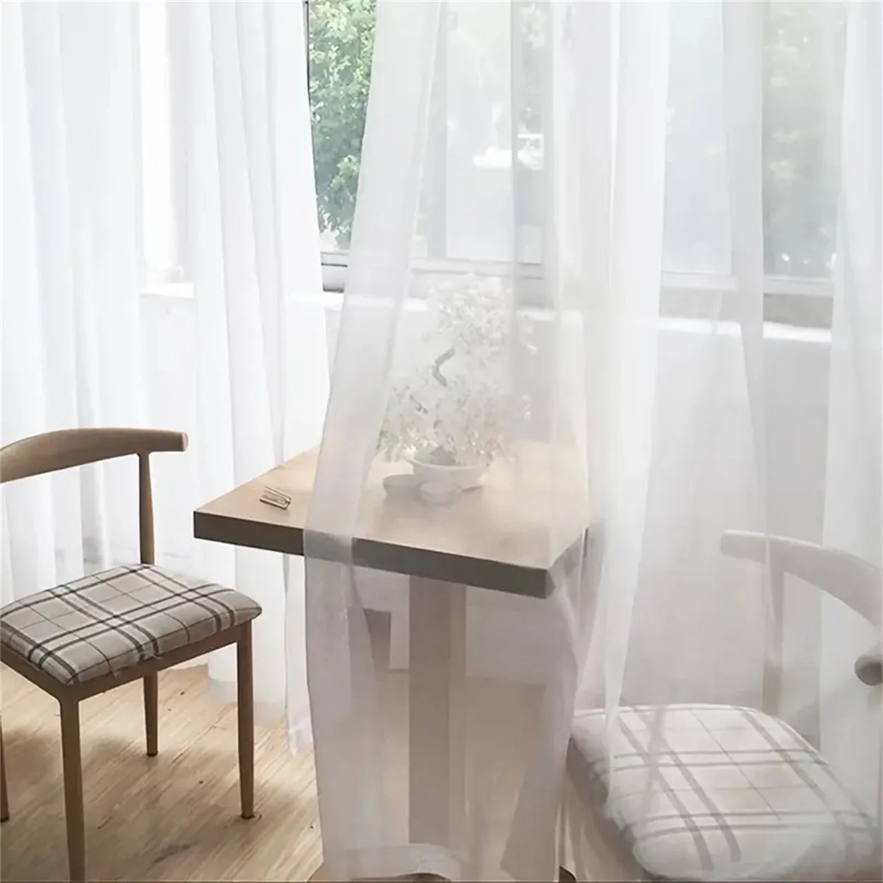 1PC Voile White Sheer Curtains For Living Room Bedroom Kitchen Coffee Rod Pocket Sheer Curtains for House Decor Room Decor