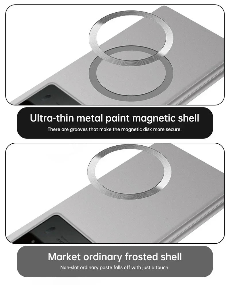 For Tecno Phantom VFold2 Ultra Thin Matte Metallic Paint for Magsafe Case for Tecno Phantom V Fold 2 Wireless Charging PC Cover