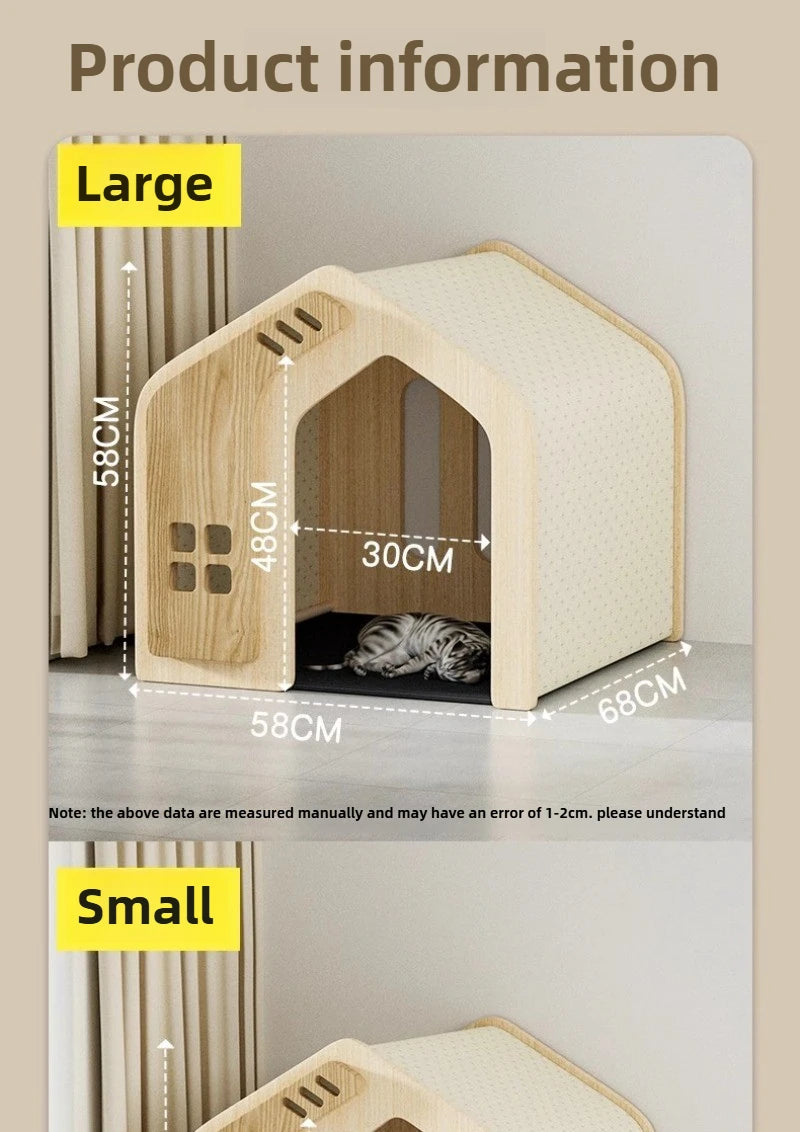 Wooden Cat Bed and Furniture Large Space Cats Accessories Cat Hiding House Kennel Breathable Pet Products Pet Products