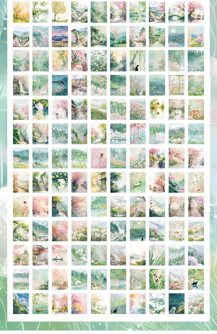 200 sheet Four Seasons Landscape material paper Decor Diary Album Scrapbooking material Background paper junk journal supplies