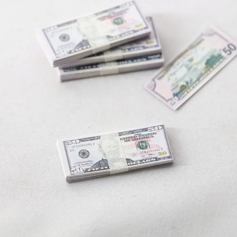 1:12 Dollar KRW Ticket Mini Fake Money Dollhouse Miniature Scene Model Banknotes Prop Dollar Bills Artificial Money Decoration