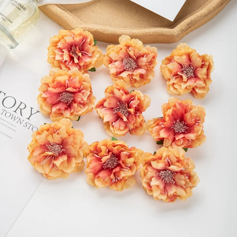 5/10pcs Artificial Flower Silk Peony Scrapbook Diy Home Vase Christmas Wreath Wedding Wall Decoration Garden Arch Accessories