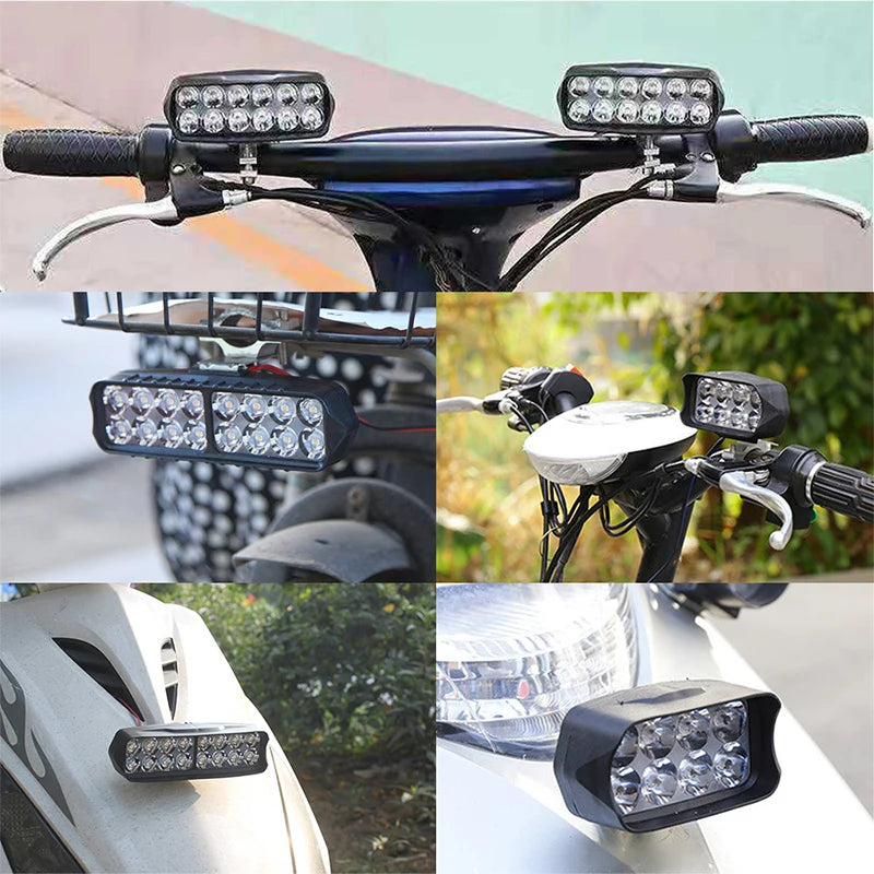 1Pcs 8/12/16 Led Motorcycle Headlight External Auxiliary Lamp Motorbike High Bright DRL Driving Light Work Light White 12V