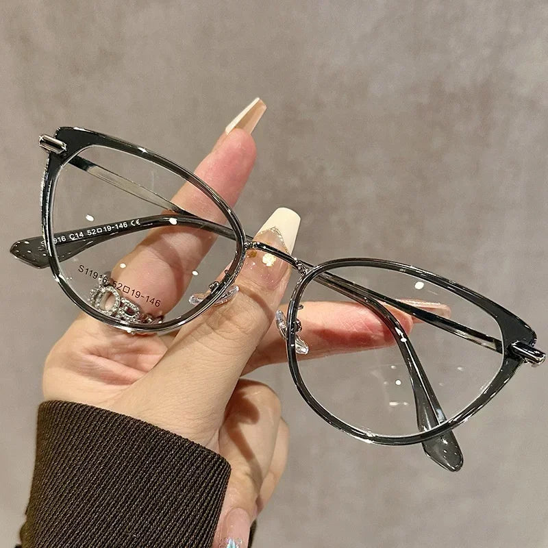 Women Cat Eye Finished Myopia Glasses Men New Style Blue Light Blocking Glasses Trendy Retro Near Sight Eyeglasse for Ladies