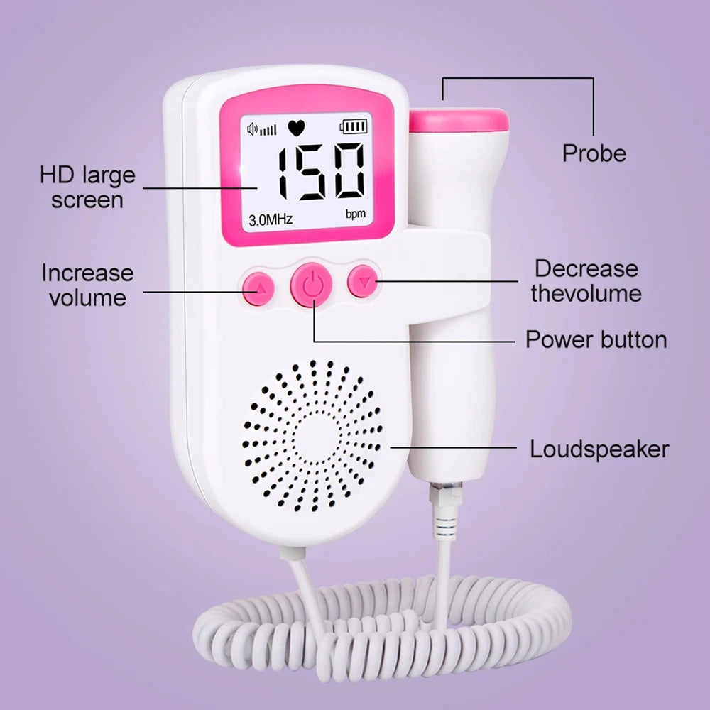 AJC Household Doppler Fetal Heart Rate Monitor for Baby Pregnancy Heartbeat Detector Pulse Meter No Radiation Stethoscope