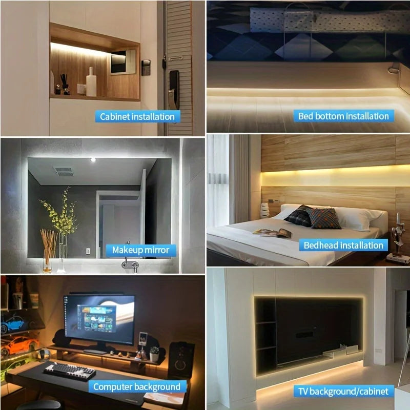 COB LED Lights Strip USB 5V Flexible LED Lights Room Decor Tape Ribbon Smart Touch Sensor Dimmer Switch 320Led Linear Backlight