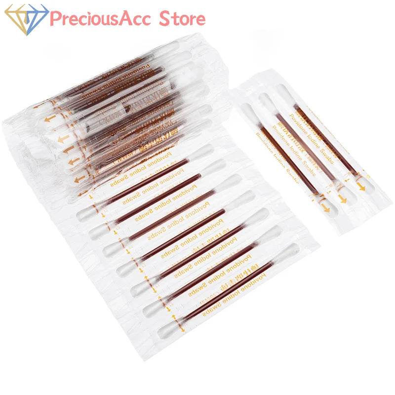 50PCS/Lot Medical Alcohol Disposable Emergency Cotton Stick Iodine Disinfected Swab First Aid For Children Adults Baby