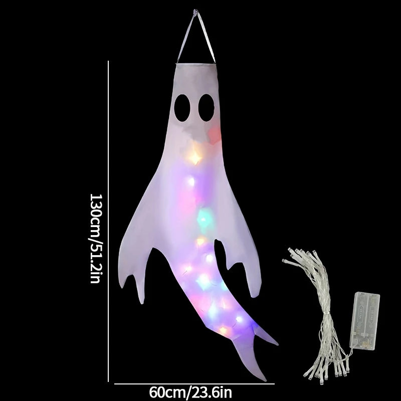 Halloween Ghost Hanging Decorations Glowing Ghost Windsock  Hanging Pendant for Outdoor Horry Hallow Day of The Dead Decoration