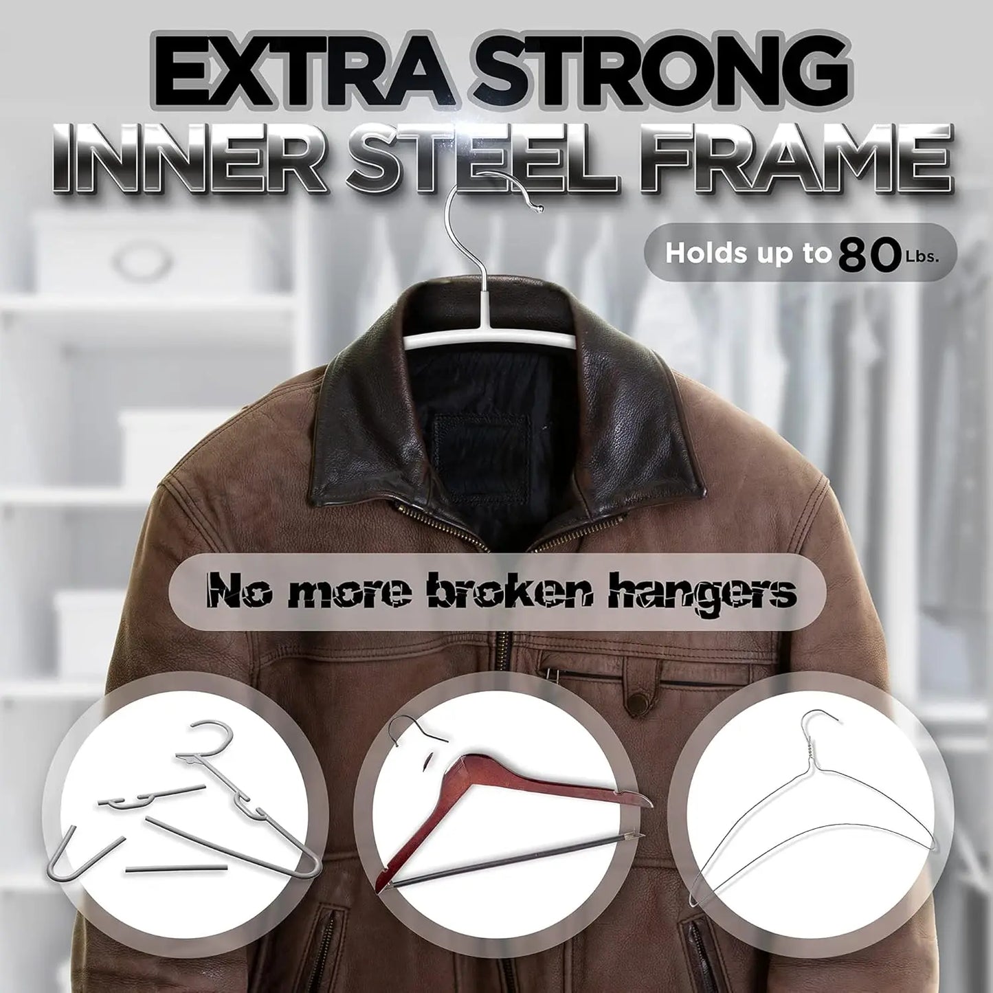 10-50 PCS Non-Slip Space Saving Clothes Hangers Durable Sturdy Contour Metal Shirt Clothes Hangers Suitable for Coat Jacket Suit