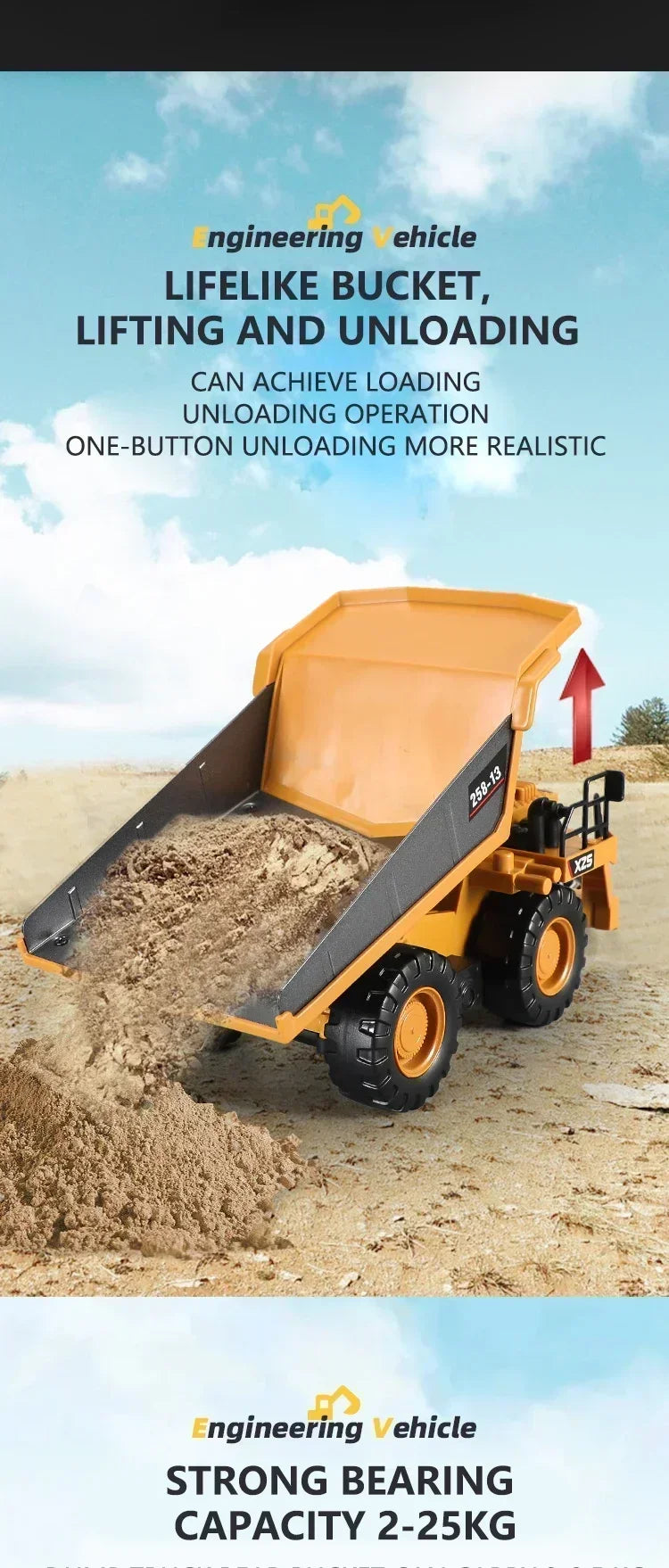 Intelligent remote control excavator dump truck 2.4Gremote control engineering truck crawler truck bulldozer children's gift toy