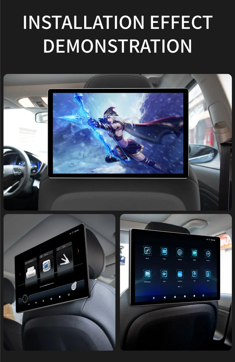13" Headrest Monitor Android 12 Car Display IPS  2K HD For Car Rear Seat Tablet Touch Screen Video Music TV Player HDMI Input