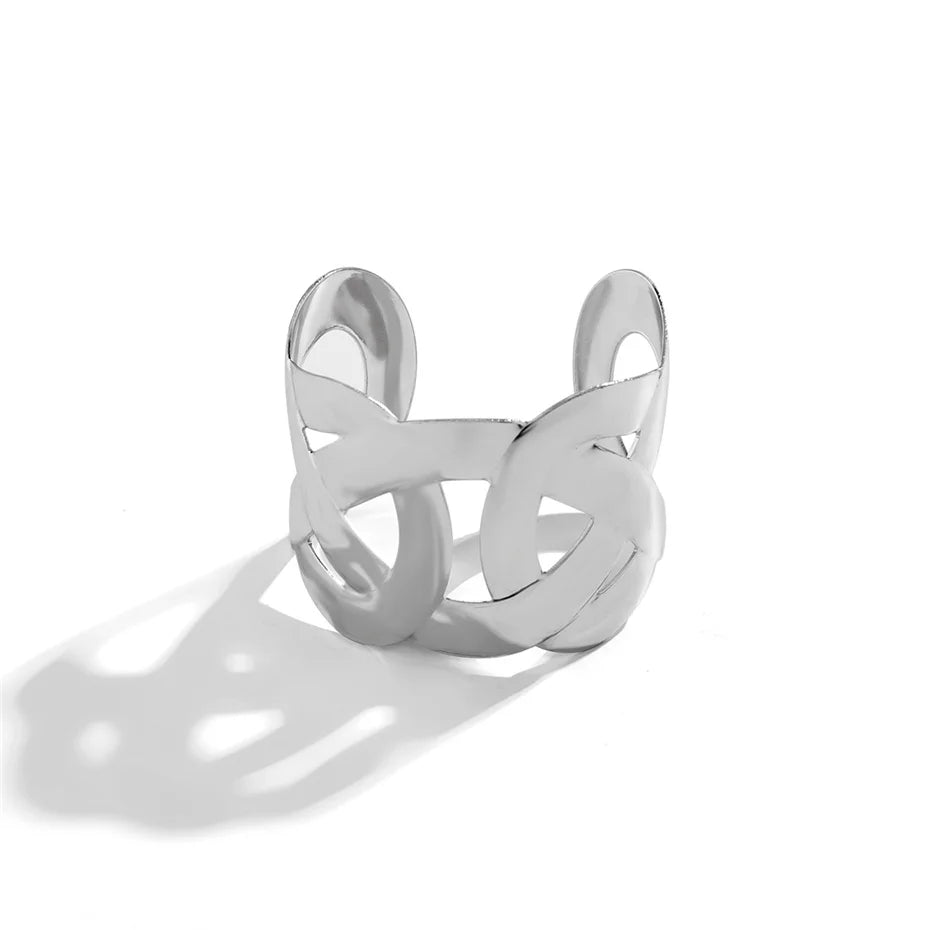 Ingemark Punk Smooth Hollow Out Metal Wide Open Cuff Bangles for Women Fashion Statement Vintage Charm Bracelets Steampunk Men