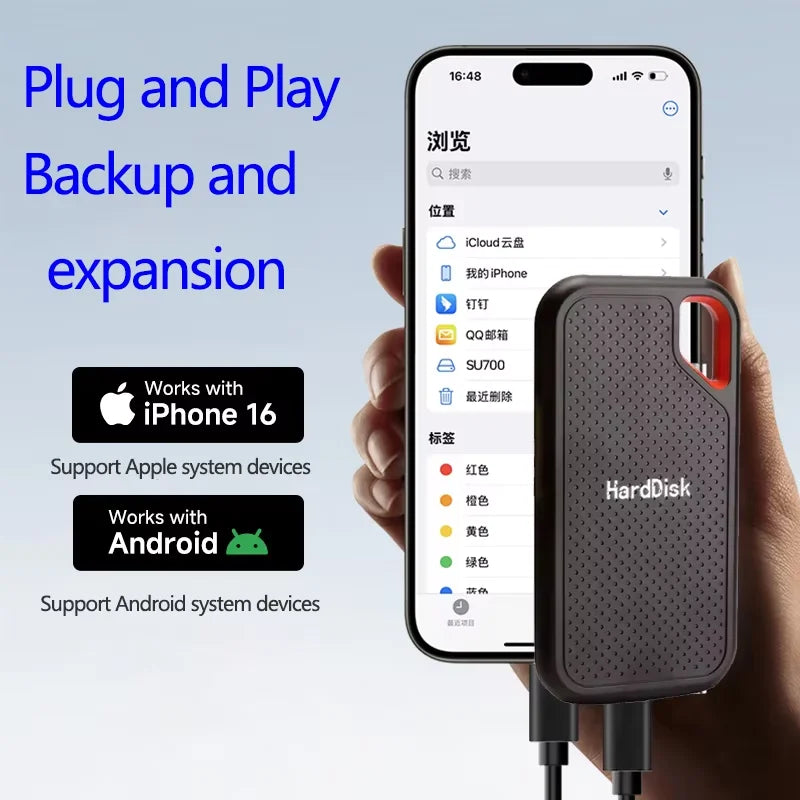Portable SSD 128TB High-quality Hard Drive 1TB/2TB Original Hard Disk USB 3.1 High Speed Storage Device for Laptop/PC/Phone/Mac