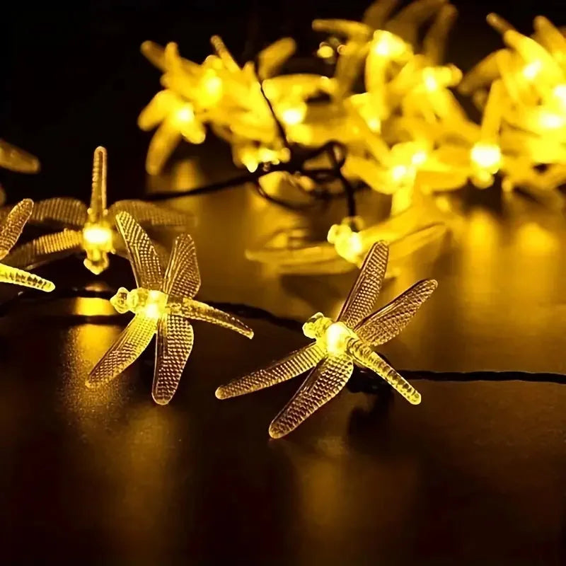 Solar Powered Garden String Light LED Dragonfly Shape Landscape Lights Outdoor Waterproof Decorative Lamp For Lawn Patio