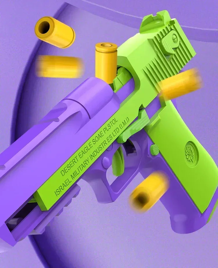 Turnip Gun Decompression Toys Desert Eagle Pistol 1911 Continuous Shell Throwing Air-mounted Pistol Launcher Toy Gun