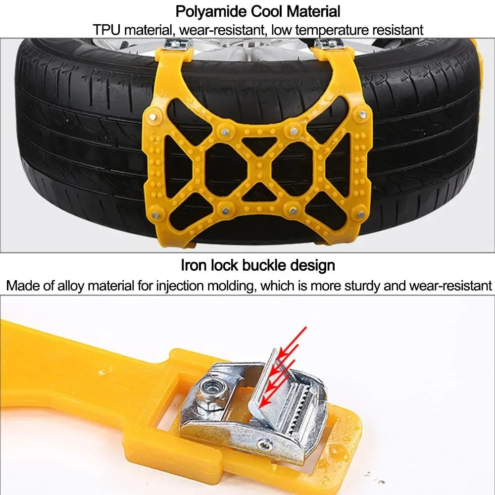 Car Snow Tire Chains Mud Tyre Wheels Thick Anti-Skid Belt For Car/SUV/Truck Portable Easy to Mount Emergency Traction Car