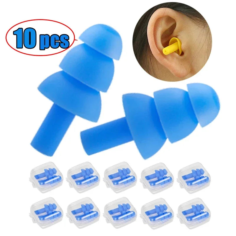 10pcs Soft Silicone Earplugs Waterproof Swimming Ear Plugs Reusable Noise Reduction Sleeping Ear Plugs Hearing Protector