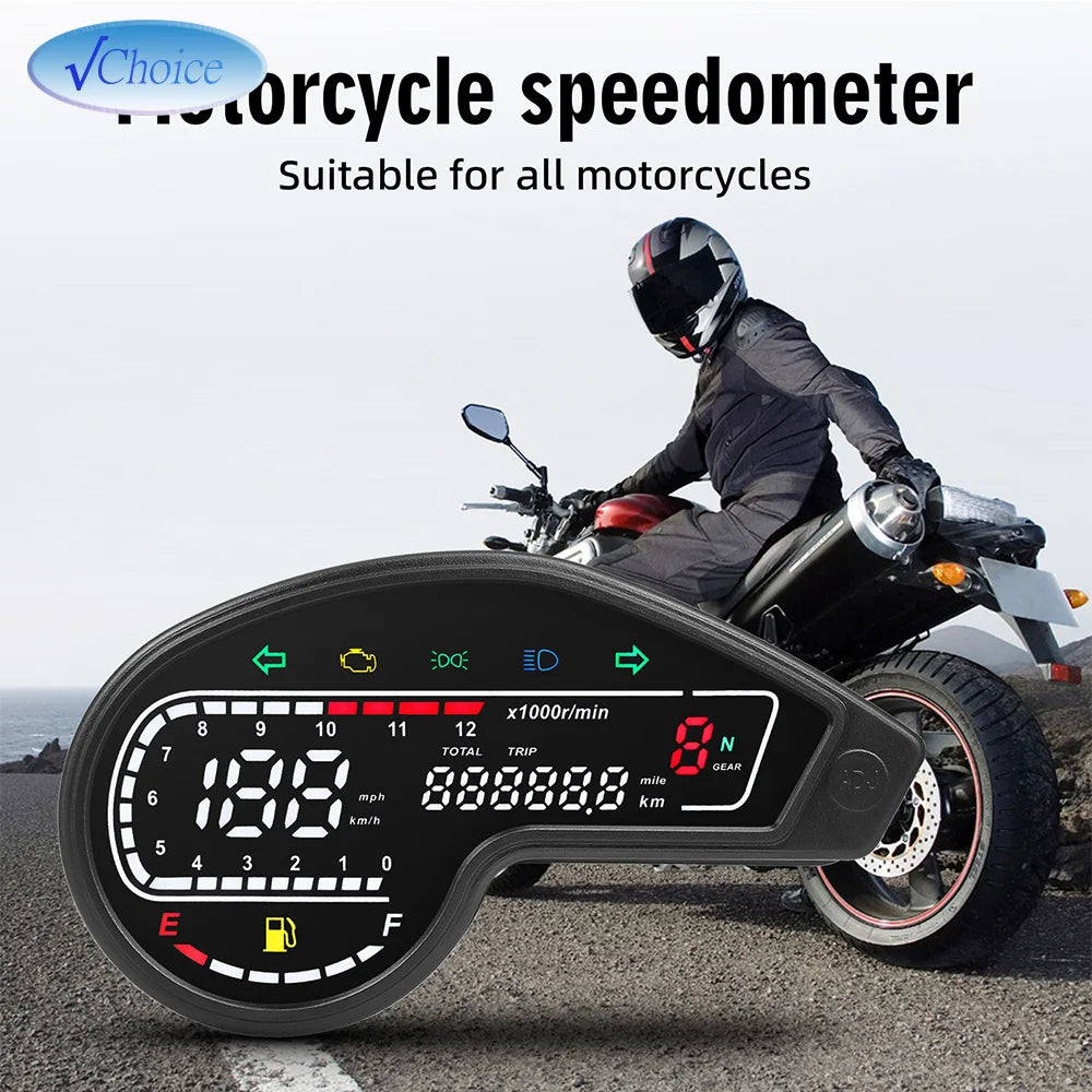 12V Motorcycle Speedometer Multifunctional LED Digital Speed Gauge Waterproof Odometer for Honda NXR150 NXR125 Bros 2003-2014