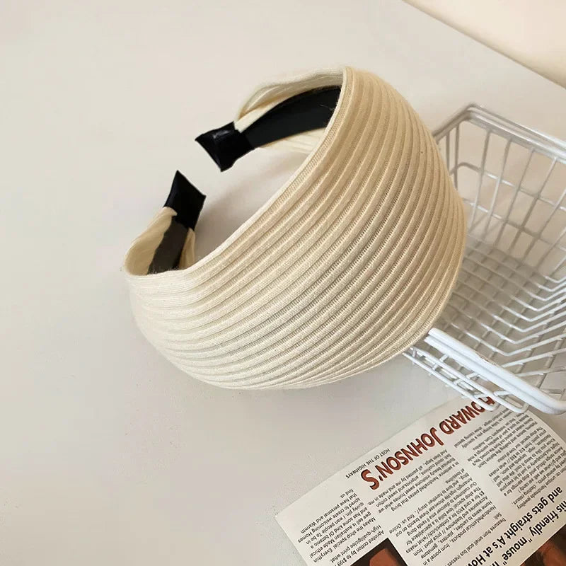 Kintting Solid Color Wide Edge Striped Nonslip Arc Acrylic Headbands for Women French Temperament Atmosphere Hair Accessories