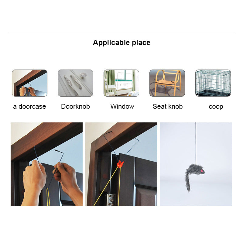Simulation Mouse Cat Toy Funny Self-hey Hanging Door Retractable Cat Stick Scratch Rope Mouse Cat Interactive Toy Cat Supplies