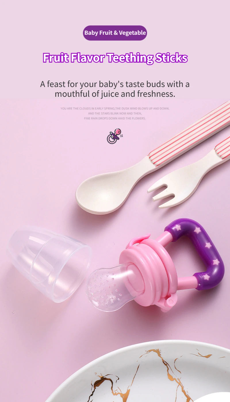 Baby Feeding Spoon Fruit Grinding Pacifier Complementary Bites Silicone Mesh Baby Feeding Tableware