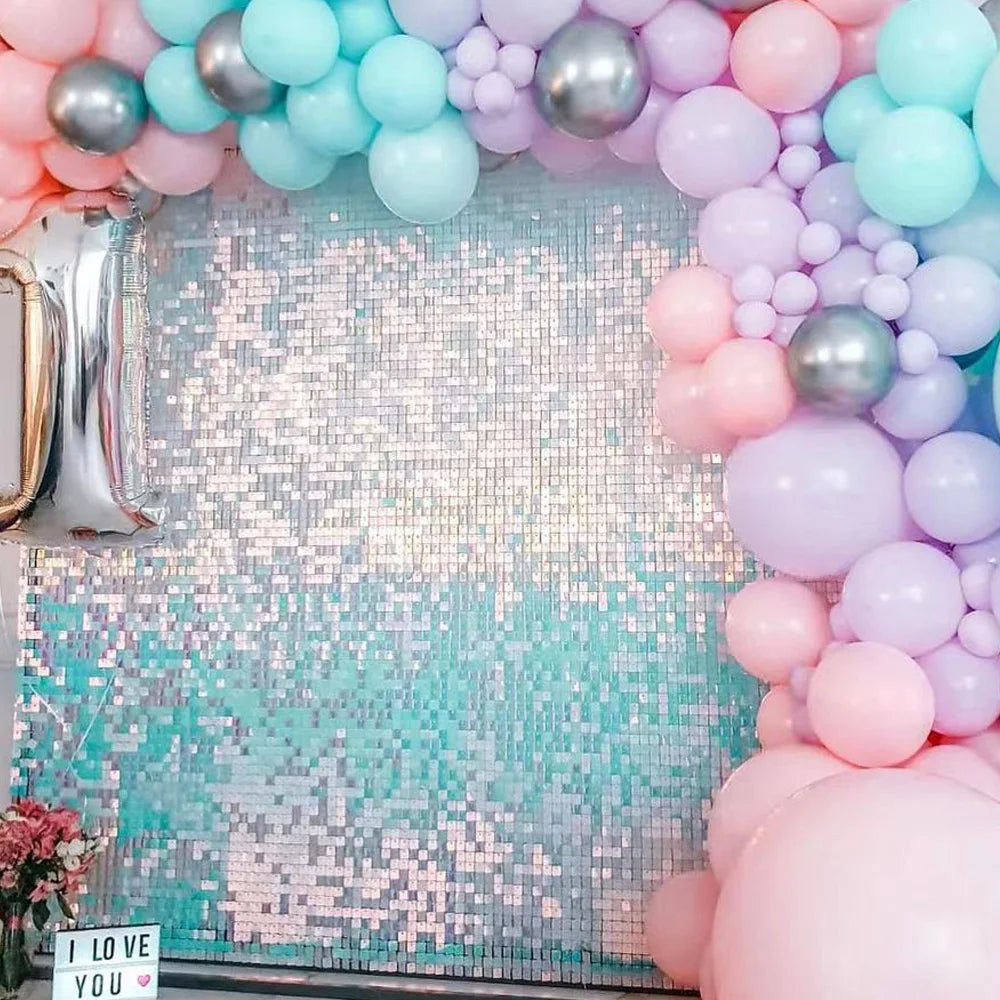 1000pc Shimmer Sequin Party Backdrop Curtain Metallic Foil Fringe Birthday Wedding Wall Decoration Photo Zone Booth Glitter Gold