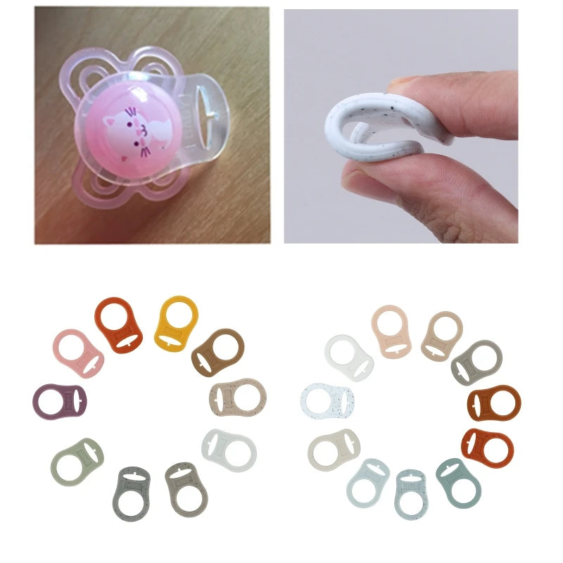 5Pcs Multi Colors Silicone Baby Dummy Pacifier Holder Clip Adapter for MAM Rings New