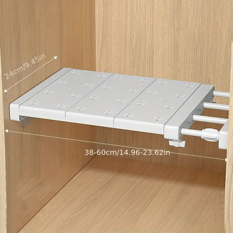 White Expandable Divider Punch-free Retractable Layers Board for Wardrobe Storage Kitchen and Bathroom Shelf Dormitory Dividers