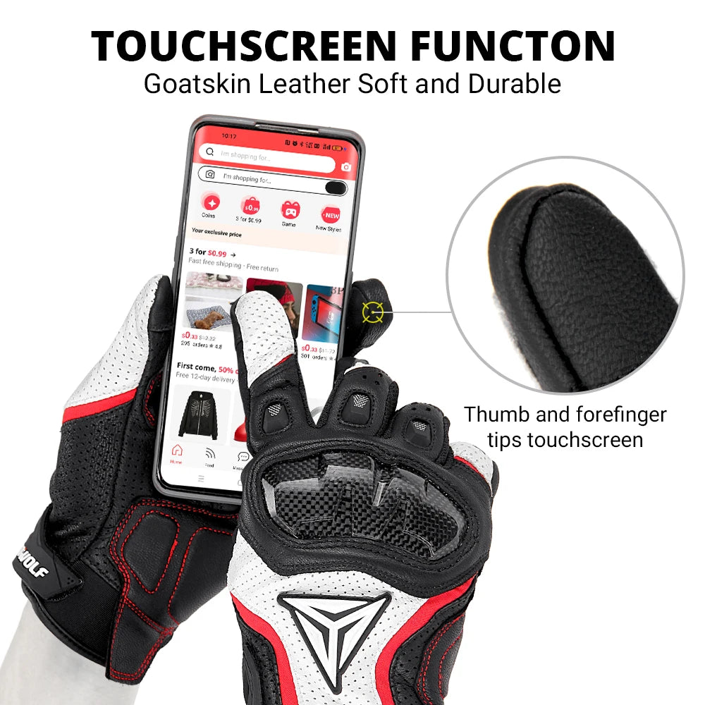 Motorcycle Racing Gloves Men Leather Gloves Summer Breathable Motorbike Guantes Moto Motocross Cycling Gloves Protective