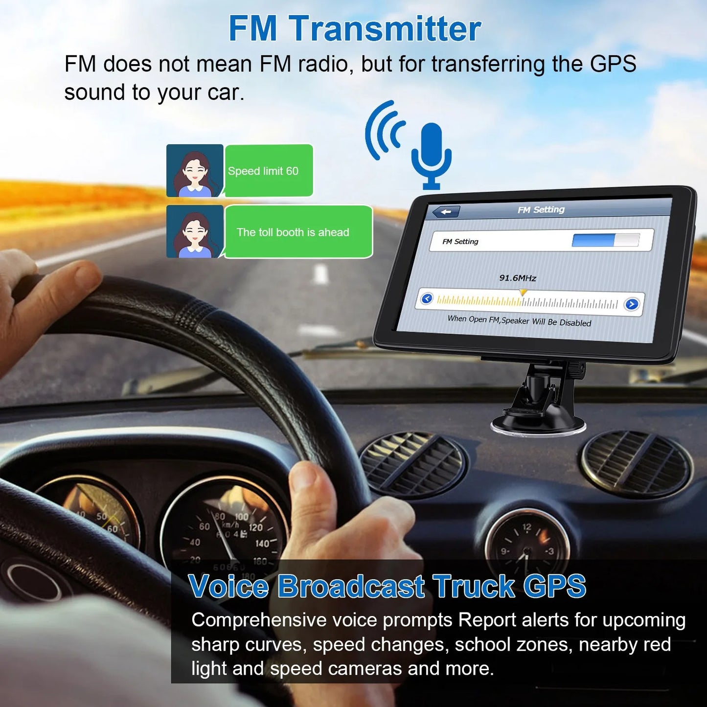 EOENKK 7 Inch Car Truck GPS Navigation Global Maps Europe North America Sat Nav Accessories 8GB Lifetime Free Updates