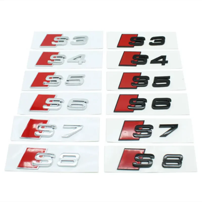 Car Rear Trunk Emblem Logo Badge Sticker for audi S3 S4 S5 S6 S7 S8 Letter Number Emblem Sport S-Klasse Umbau