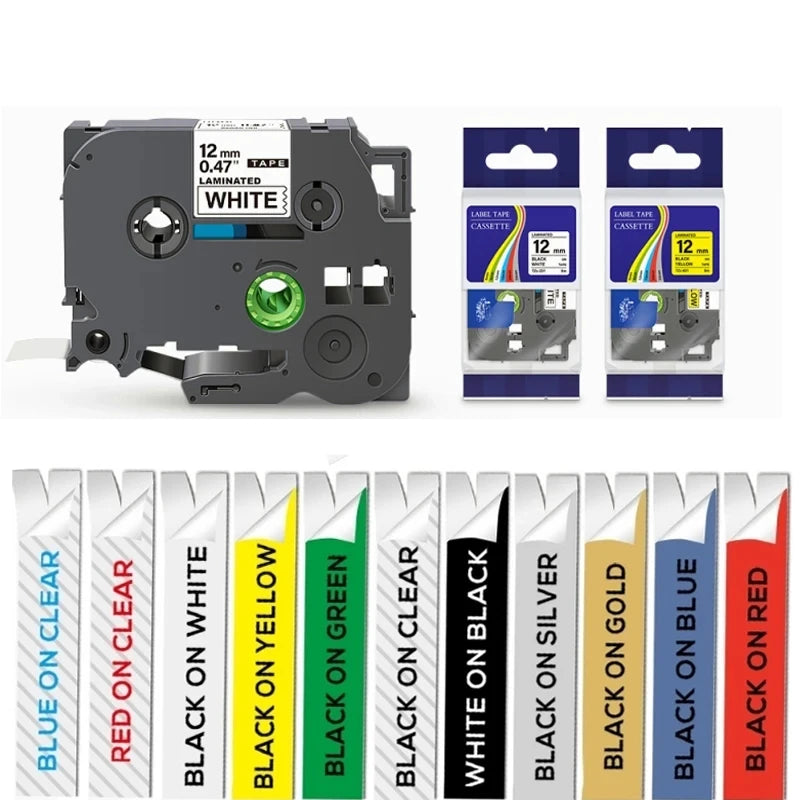 5 PC Compatible for Brother P-touch Tape laminated TZe231 TZe131 TZe431 TZe531 TZe631 TZe731 Label Ribbon for Brother 12mm Tape