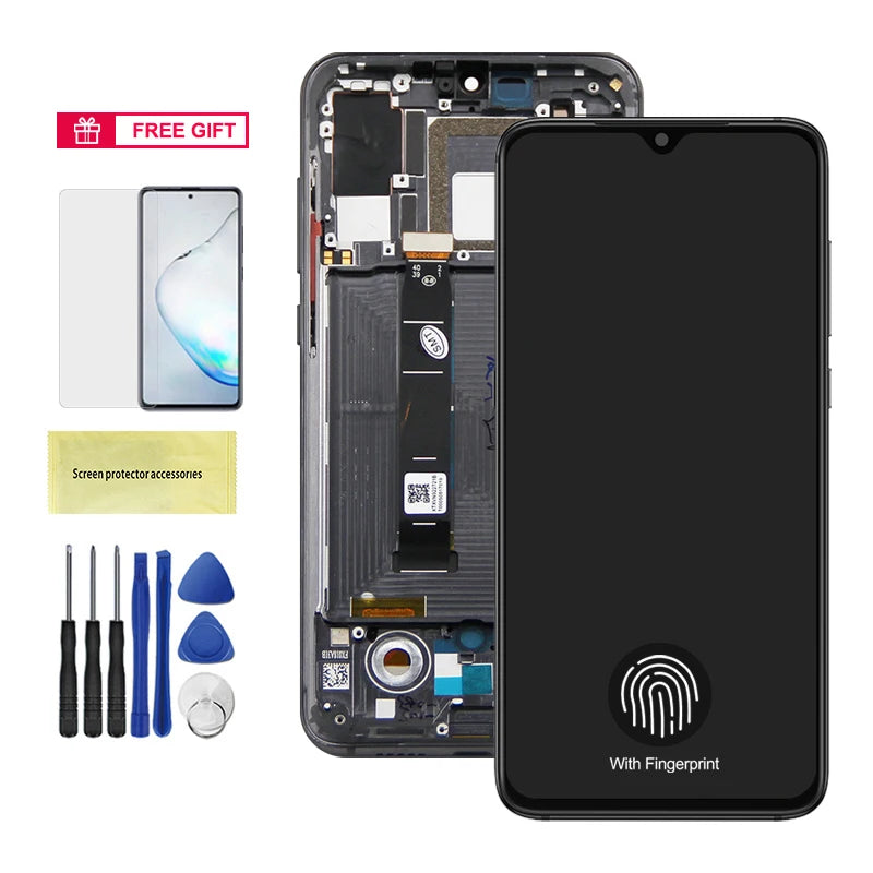 AMOLED For Xiaomi Mi 9 Mi9 LCD Display Touch Screen Digitizer Assembly With Frame For Xiaomi Mi9 M1902F1G Screen Replacement