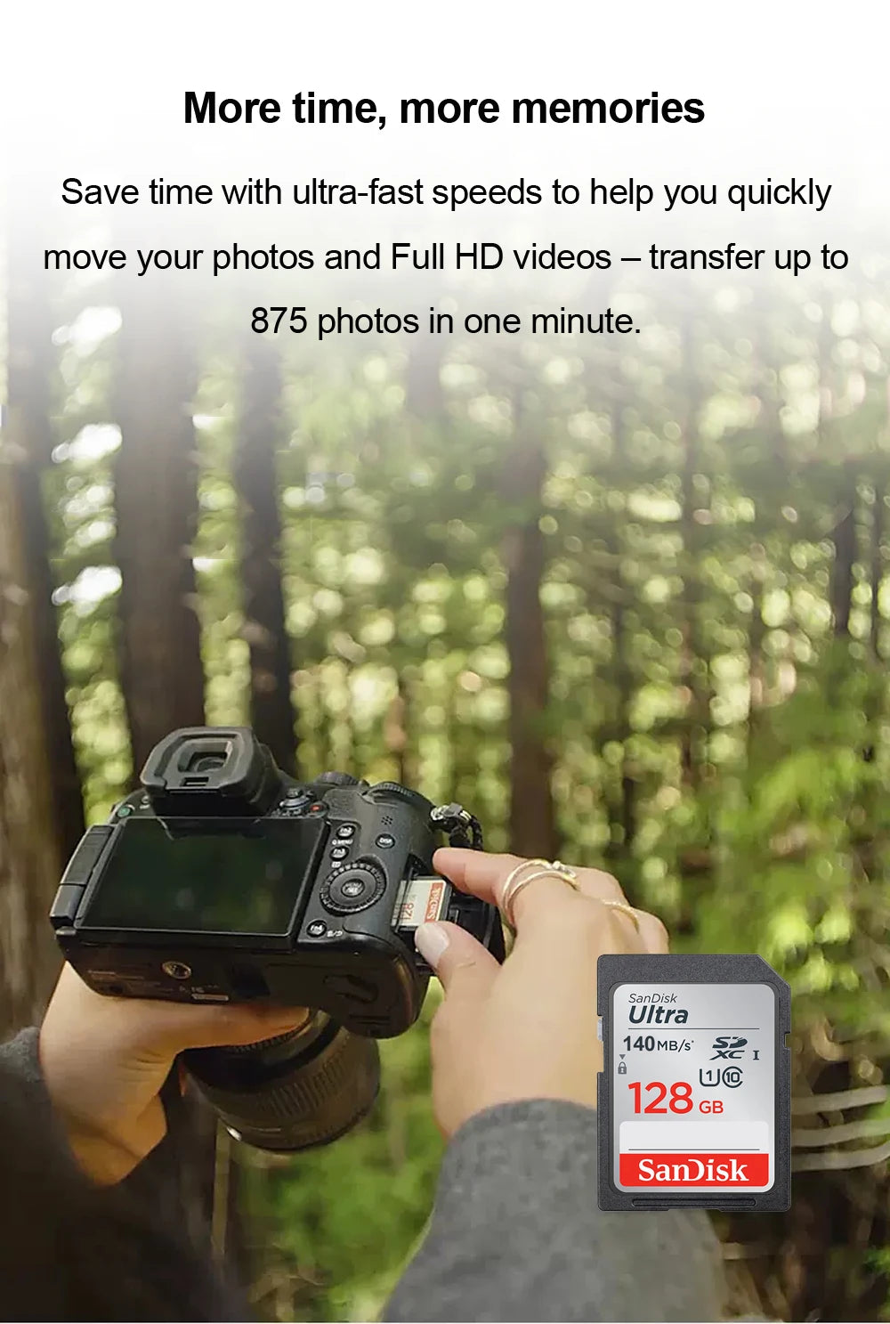 SanDisk SD Card for Camera 100M-200M/s 256GB 128GB 64GB 32GB Memory Card U3 U1 4K Flash Card for Camera Flash Card SDXC SDHC
