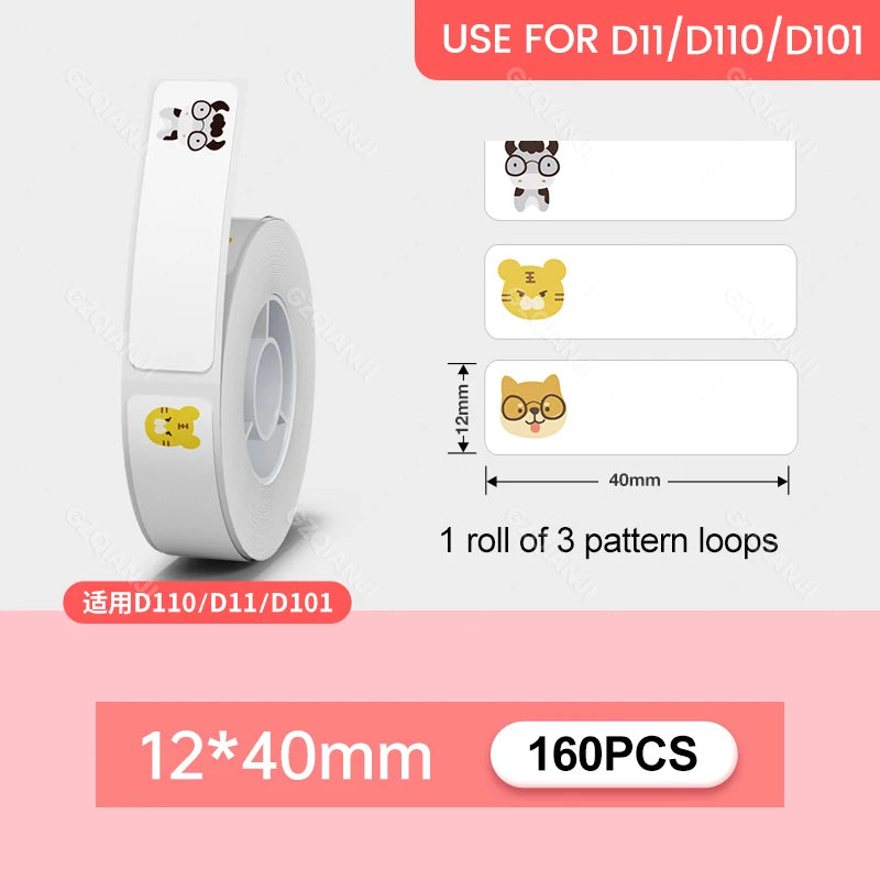 Niimbot D110 D11 Label printer paper Waterproof Anti-Oil Price Label Sticker Transparent Pure Color Label thermal Sticker Paper