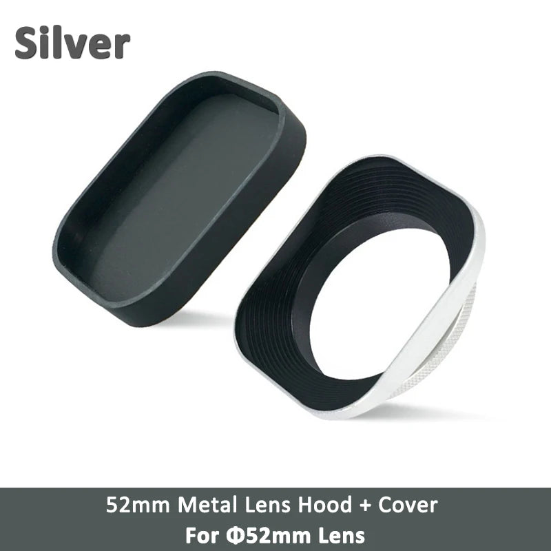Metal Camera Square Lens Hood Universal Retro Reduce Light for Fuji Fujifim 39mm 43mm 46mm 49mm 52mm Filter Adapter Ring Metal