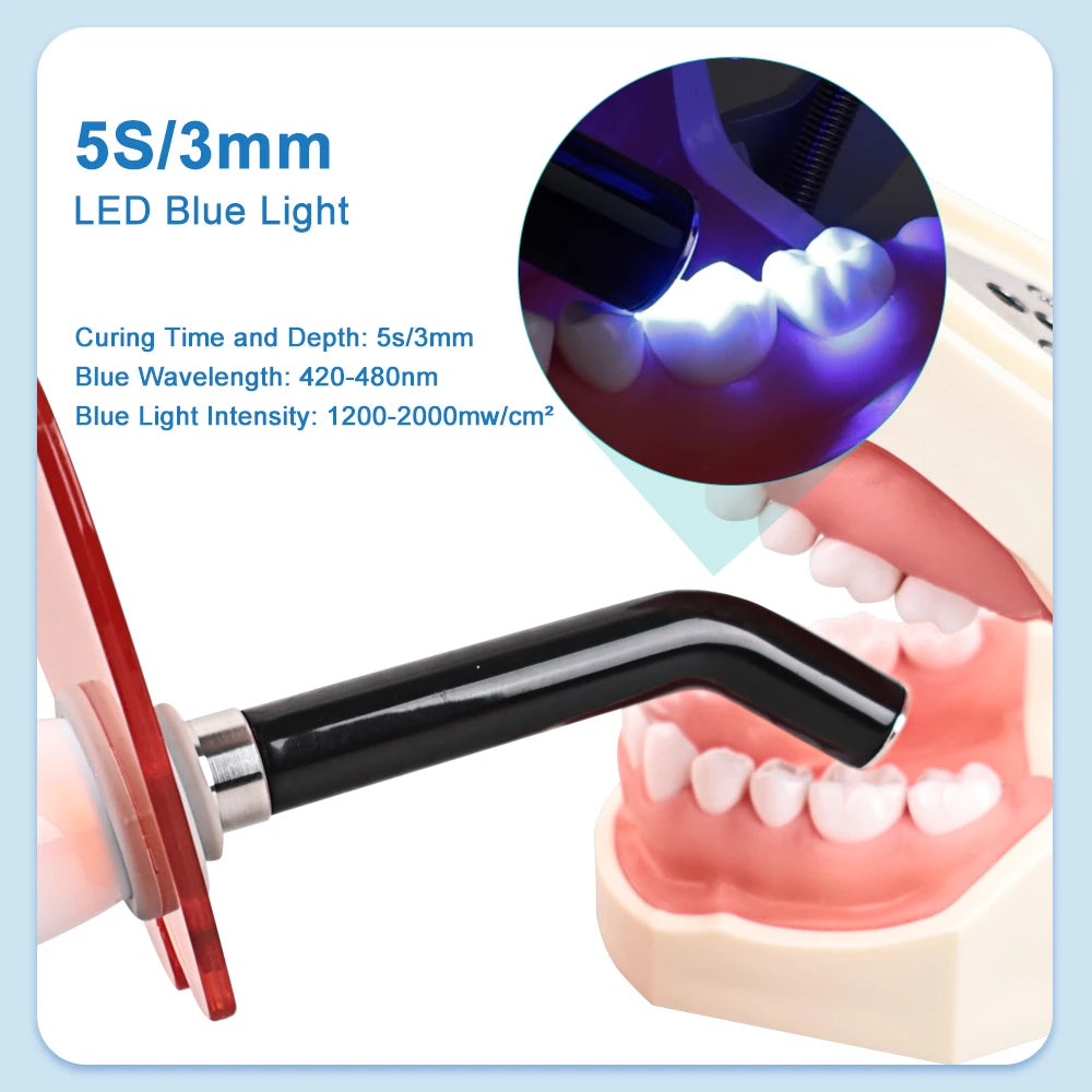 ELIJAH Cordless LED Curing Light Photopolymerizer 1200-2000 MW/cm Wireless Dental Resin Cure Device Dentistry Instrument