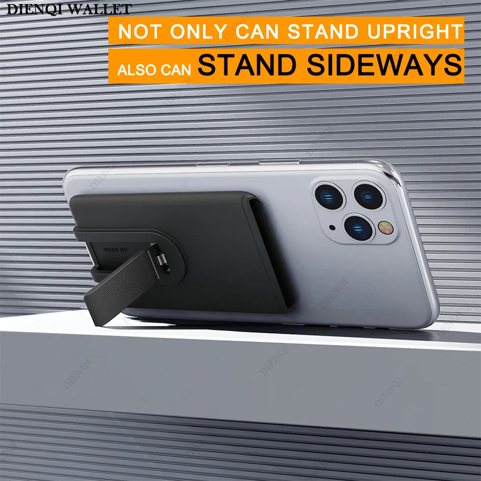 DIENQI Silicone Phone Card Holder Mobile Cell Phone Stand Credit Cardholder Fashion Adhesive Sticker Pocket for Iphone Samsung