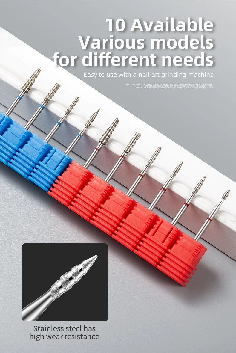 Tornado Diamond Nail Drill Bits Spiral Drill Milling Cutter For Manicure Electric Machine Accessory Nail File Gel Remover Tool