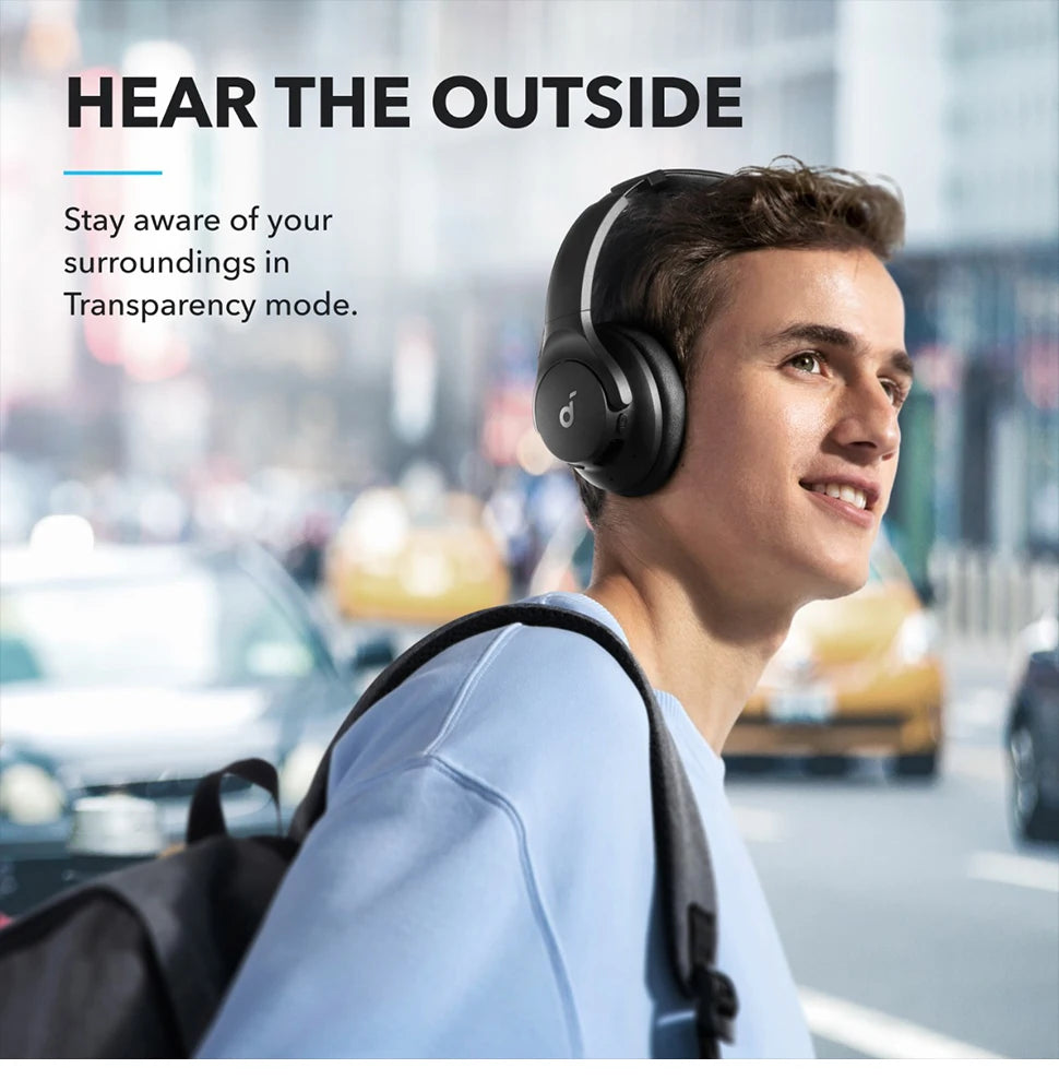 soundcore by Anker Q20i Hybrid Active Noise Cancelling Headphones Wireless Over-Ear Bluetooth 40H Long ANC Playtime