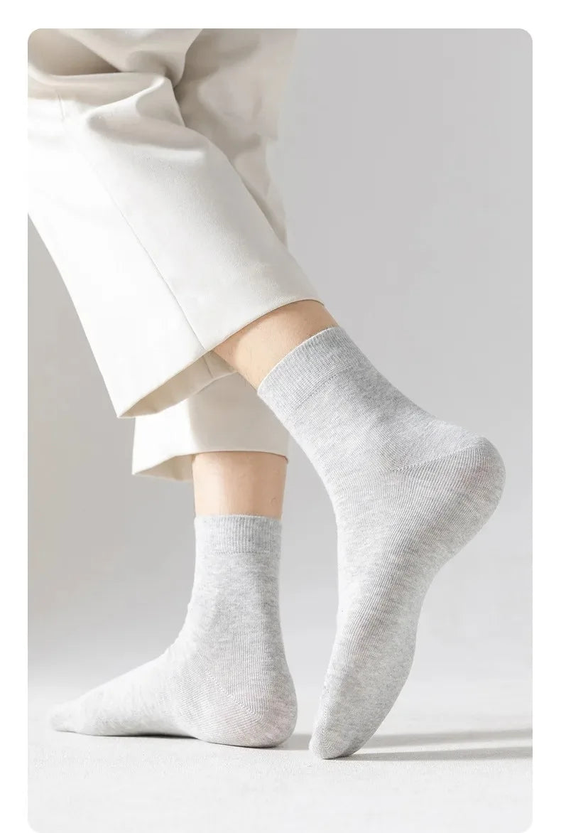 HSS 10Pairs Men‘s Socks Cotton Casual Business Middle Black Breathable Male Crew Socks Summer Winter Dress Gifts Socks Size38-45