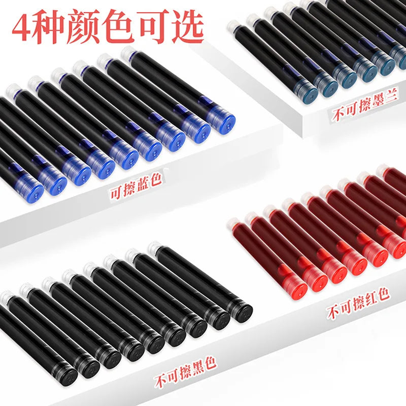 50pcs Fountain Pen Ink Cartridge Refills Bottle 4 Color Disposable Dia 3.4mm 2.6mm  School Office Stationery Supplies CW-159