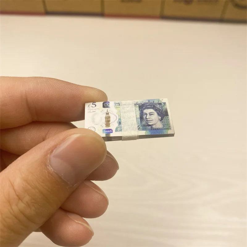 5PCS Dollar Euro Ticket Banknotes Prop Fake Money Mini Currency Banknote Model Kids Dollhouse Miniature Props Toy Floss Decorate