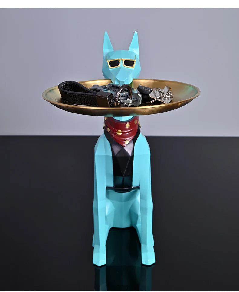 Design Tray dog Statue Butler Tray for Key Box Home Ornaments Animal Figurines Office Decoration Resin dog Sculpture decor Rooms