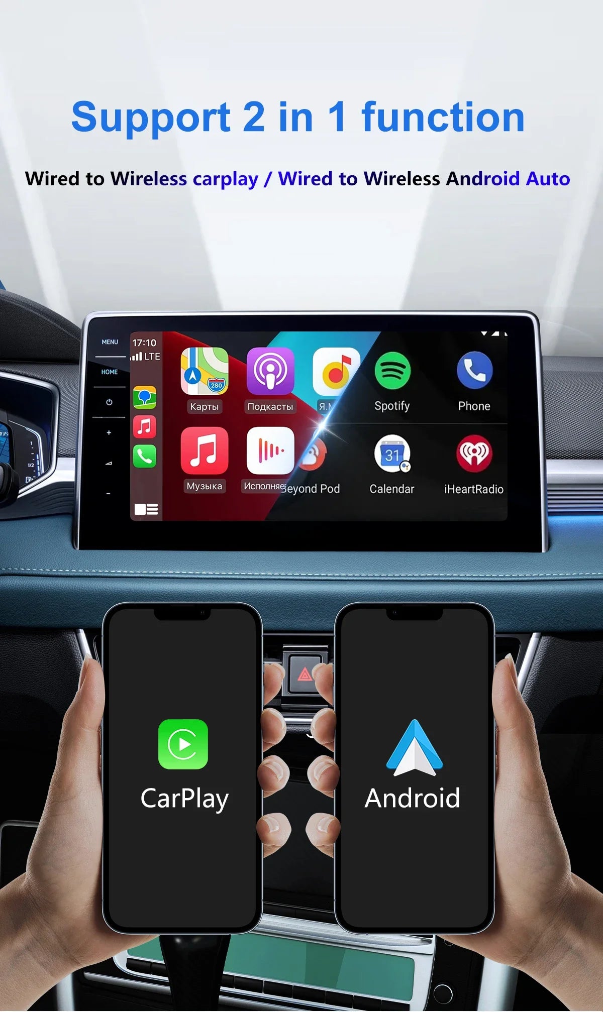 Mini CarPlay Box For Audi Mercedes Volvo Volkswagen Support Bluetooth Wireless Android Auto Connection Charging Siri IOS15
