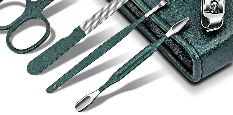 Scissors Set Ear Pick Nail Clipper Tool Household Nail Clippers Stainless Steel Pedicure Knife Green 6 Piece Set Precision