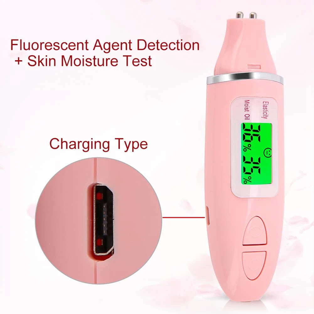 Moisture Meter Portable Digital LCD Display Precision Skin Sensor Tester Face Moisture Water Oil Analyzer Skin Moisture Tester