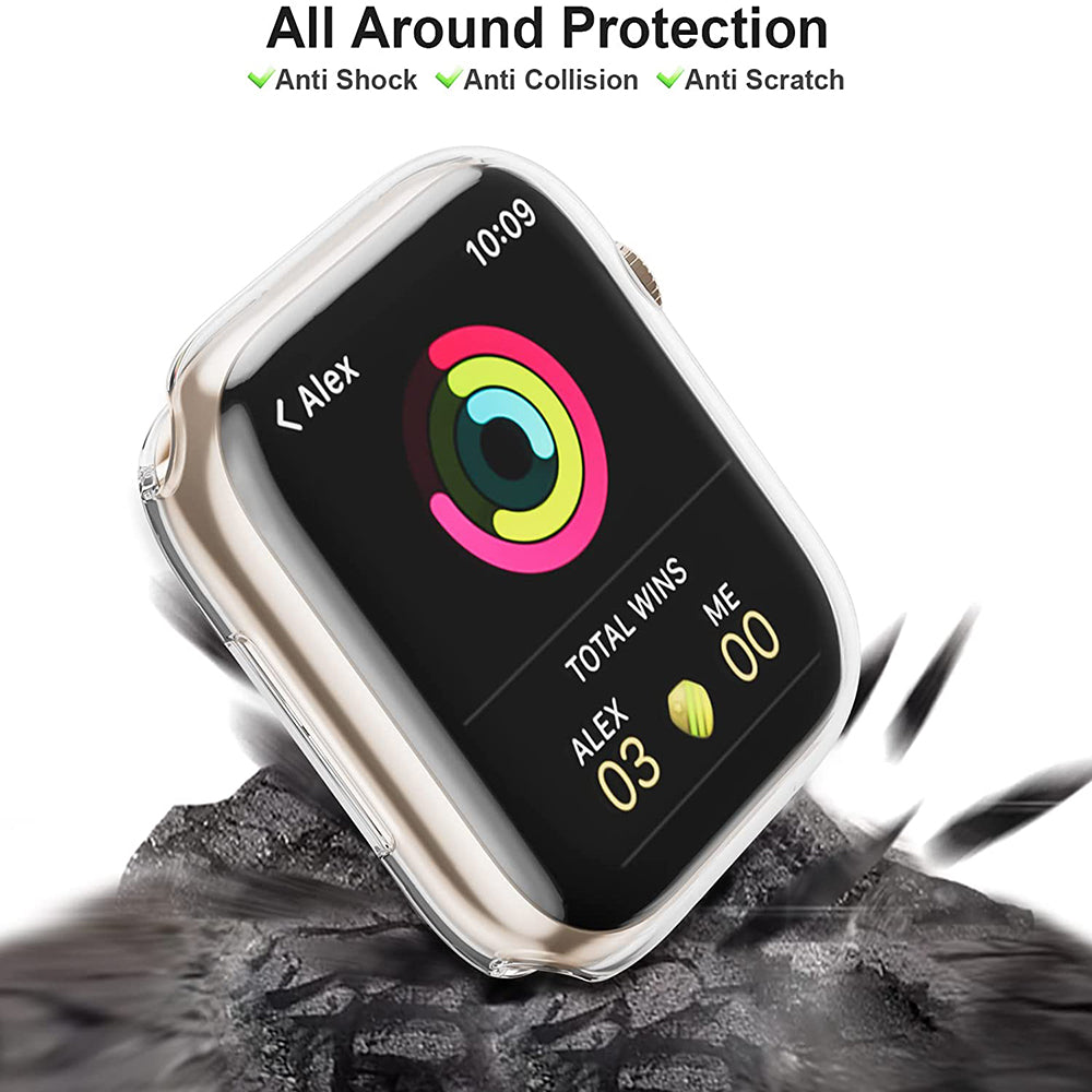 Clear Case For Apple Watch 45mm 41mm 44mm 40mm 46mm 42mm Screen Protector Full Cover TPU Bumper iWatch Series 10 9 8 7 SE 6 5 4