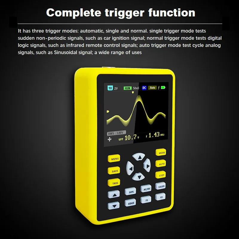 FNIRSI 5012H Handheld Digital Oscilloscope 500MS/s Sampling Rate 10MHz Analog Bandwidth 2.4 Inches Support Waveform Storage