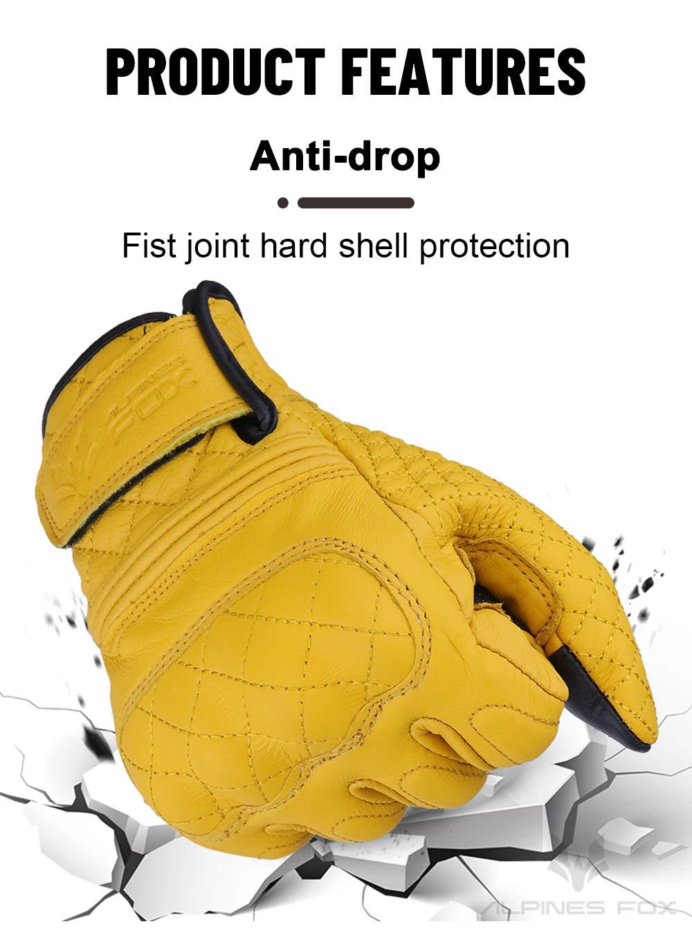 Vintage Leather Motorcycle Gloves Men Women Wear-resistant Motobike Guantes Touchscreen Anti-slip Retro Motobiker Luvas Yellow